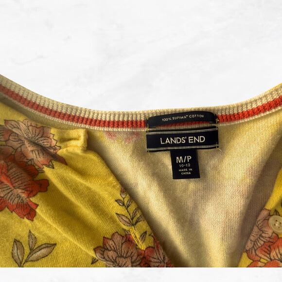 LAND'S END Yellow Cardigan with floral accents - Picture 4 of 5